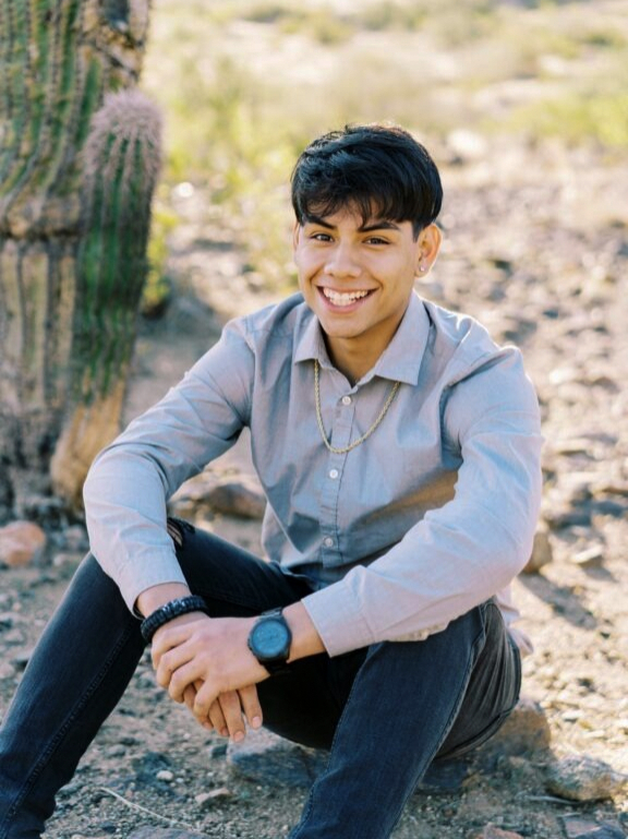 senior boy in the arizona desert