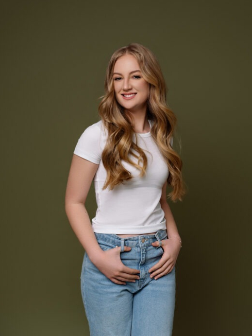 girl with long hair modeling for the camera